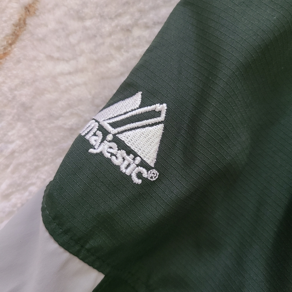 Majestic Athletic Adult Cool Base Convertible Gamer Jacket Windbreaker XL Green - Picture 5 of 12